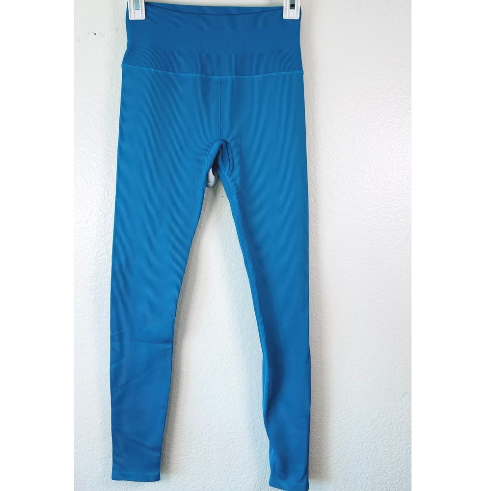 Alo Yoga Mindful Movement Ribbed High Waist Leggings Blue Cerulean SZ XS